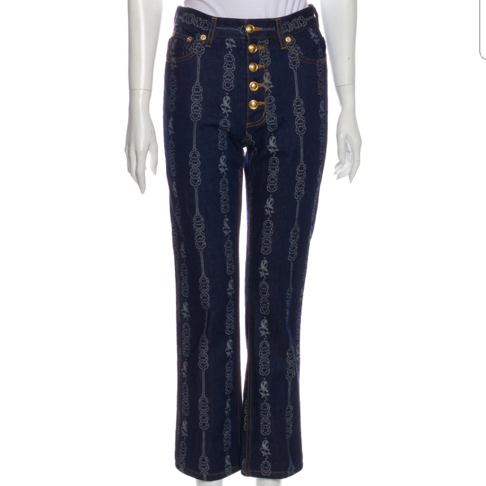 Tory Burch Mid-Rise Straight Leg Jeans